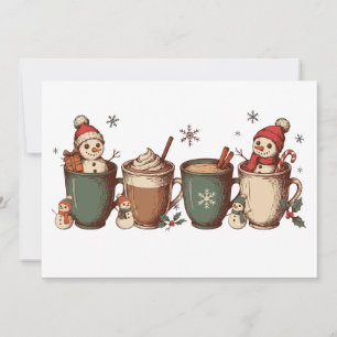 Weihnachts-Heiße-Kakao-Tassen Schneemänner Zuckers Einladung