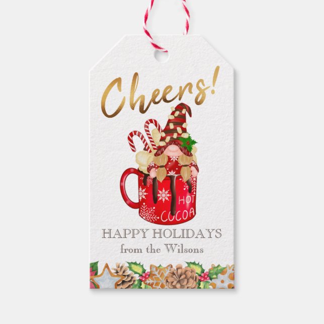 Weihnachts heiße Schokolade bejubeln glückliche Fe Geschenkanhänger (Vorderseite)