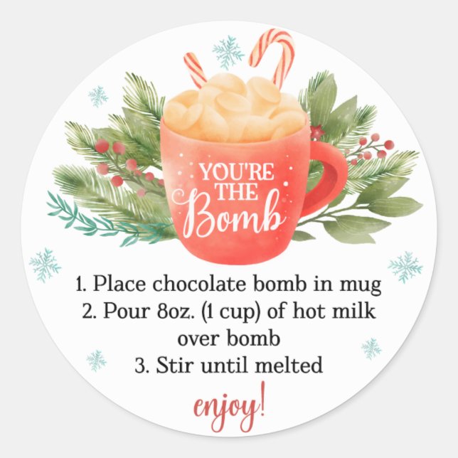 Weihnachts-heiße Schokolade-Bombe-Urlaub Runder Aufkleber (Vorderseite)