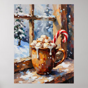 Weihnachts-Heiße Schokolade mit gerösteten Marshma Poster