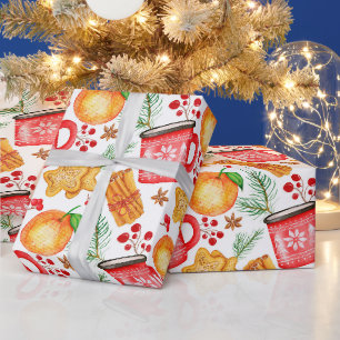 Weihnachts-Heiße-Schokolade-Tassen und Kekse Geschenkpapier