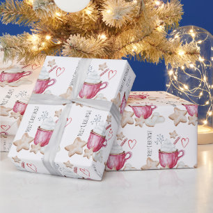 Weihnachts-Heiße Schokolade und Kekse Wasserfarben Geschenkpapier