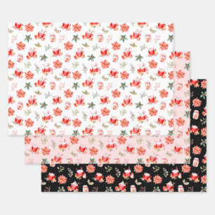 Weihnachts-Heiße Schokolade und rote Poinsettien Geschenkpapier Set