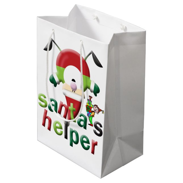 Weihnachts-Helfer frohe Weihnachtsgeschenktaschen Mittlere Geschenktüte (Rückseite Schrägansicht)