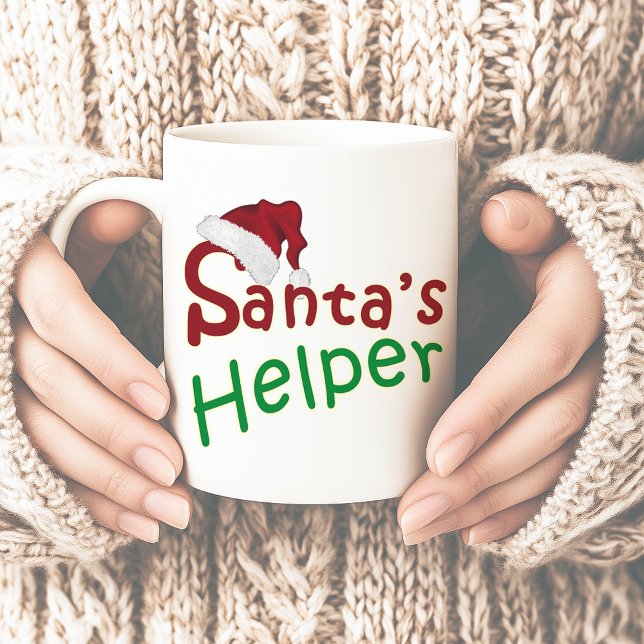 Weihnachts-Helferhut-Typografie Kaffeetasse (Santa's Helper Hat Typography Christmas Coffee Mug)