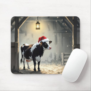 Weihnachts-Hereford-Kuh im Scheunentor Mousepad