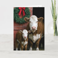 Weihnachts-Hereford-Kuh und Kalb