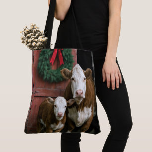 Weihnachts Hereford Kuh und Kalb Tasche