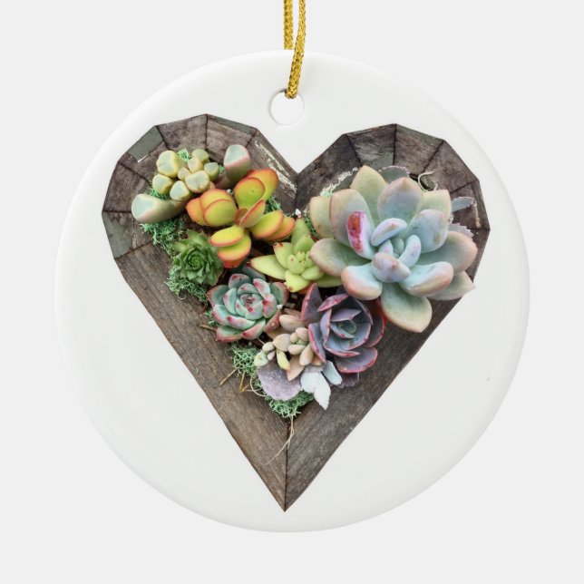 Weihnachts-Herzdekoration Keramik Ornament (Vorne)