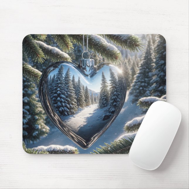 Weihnachts-Herzdekoration Mousepad (Mit Mouse)