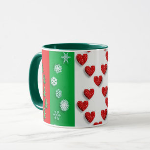 Weihnachts-Herzen & Mehr, farbenfrohe Gestaltung, Tasse