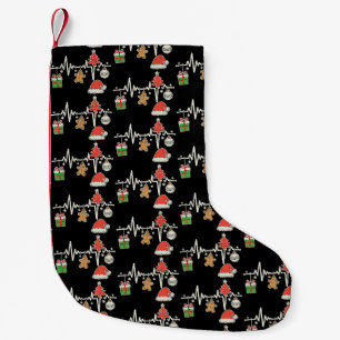 Weihnachts-Herzschlag-Krankenschwester Weihnachtsf Kleiner Weihnachtsstrumpf