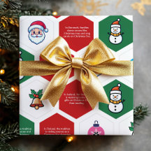 Weihnachts Hexagon Santa Tree Snowman Ornament Ico