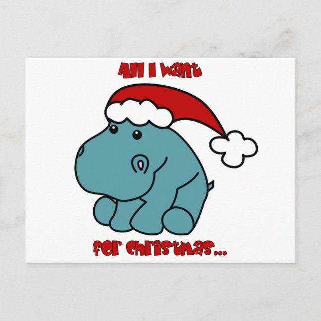 Weihnachts-Hippo Feiertagspostkarte (Vorderseite)