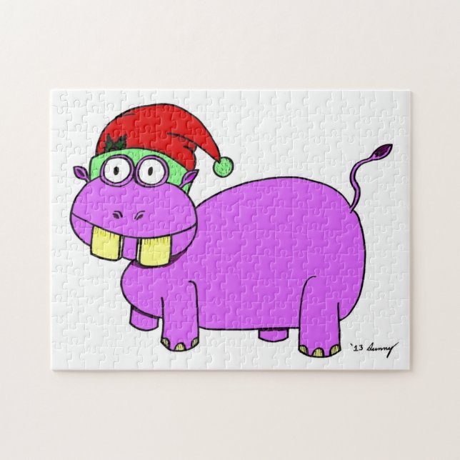 Weihnachts-Hippo-Puzzle (Horizontal)