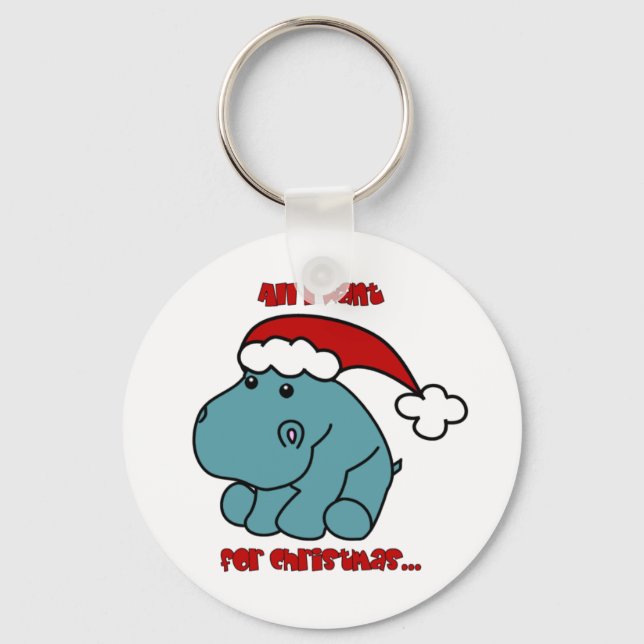 Weihnachts-Hippo Schlüsselanhänger (Vorderseite)