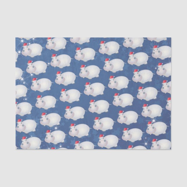 Weihnachts-Hippo-Weihnachtsmannmütze Hippopotamus Seidenpapier (Vorderseite)