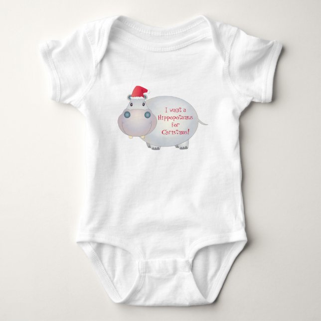 Weihnachts Hippopotamus Baby Shirt (Vorderseite)
