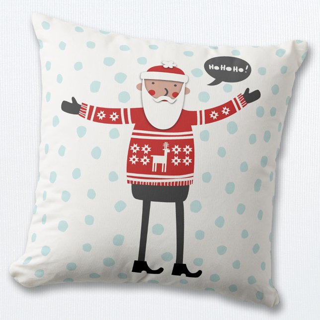 Weihnachts-Hipster Santa Kissen (Hipster Santa in skinny jeans Christmas pillow)