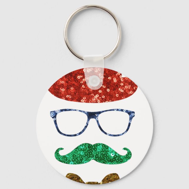 Weihnachts-Hipster Schlüsselanhänger (Vorderseite)