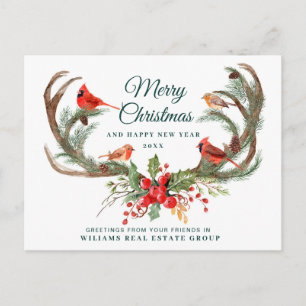 Weihnachts-Hirsch-Antler-Urlaub Firmengrüße Postkarte