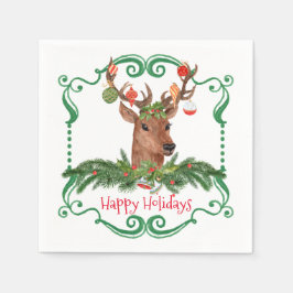 Weihnachts-Hirsch-Happy Holidays Rahmen Serviette