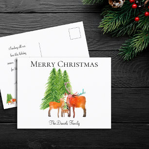 Weihnachts-Hirsch im Schnee Feiertagspostkarte