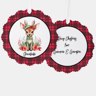 Weihnachts-Hirsch mit Green Hat Paper Ornament Car Karte