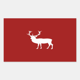 Weihnachts Hirsch rot und weiß Rechteckiger Aufkleber