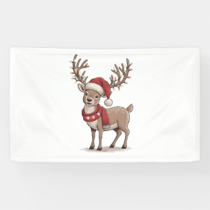 Weihnachts-Hirsch-Tier Weihnachtsmann-Hut Xmas Banner