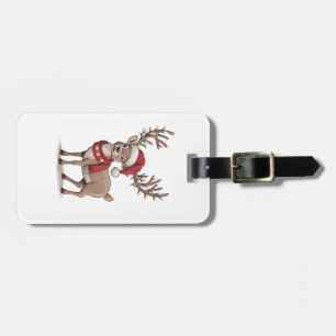 Weihnachts-Hirsch-Tier Weihnachtsmann-Hut Xmas Gepäckanhänger