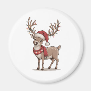 Weihnachts-Hirsch-Tier Weihnachtsmann-Hut Xmas  Magnet