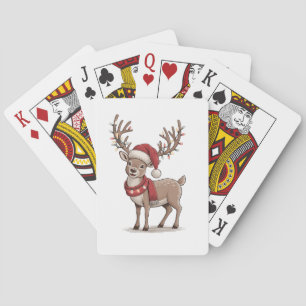 Weihnachts-Hirsch-Tier Weihnachtsmann-Hut Xmas Spielkarten