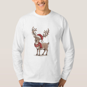 Weihnachts-Hirsch-Tier Weihnachtsmann-Hut Xmas  T-Shirt