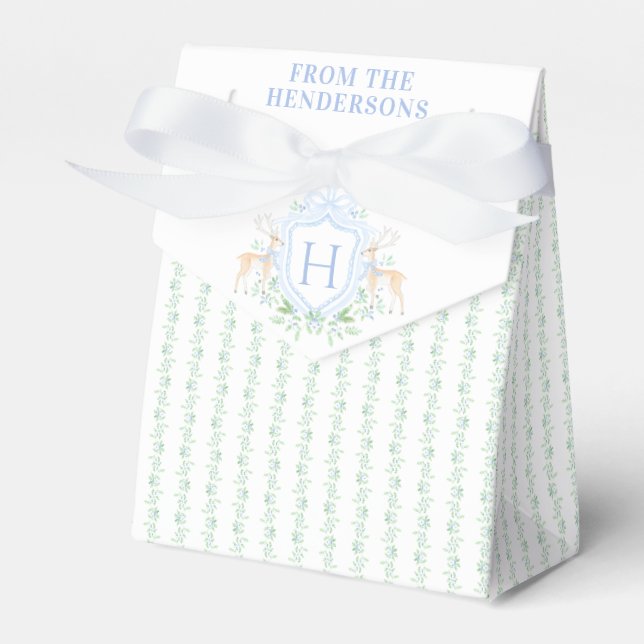 Weihnachts-Hirsch-Wappen | Monogramm Geschenkschachtel (Vorderseite)