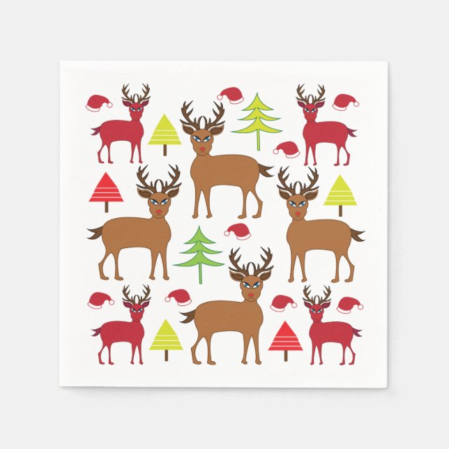Weihnachts-Hirschfest Weihnachten Serviette (Vorderseite)