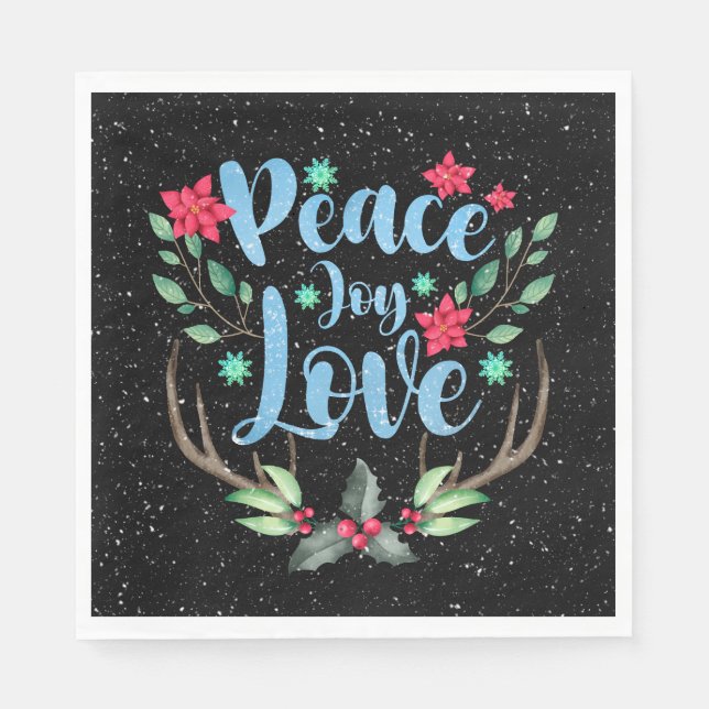 Weihnachts-Hirschliebling in Schneeflocken Serviette (Vorderseite)