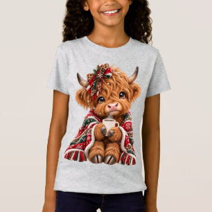 Weihnachts-Hochlandkuh-Leopard-Coquette-Schleife-K T-Shirt
