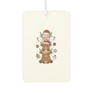 Weihnachts-Hochlandkuh-Stapel Vintage-Stich Des Autolufterfrischer