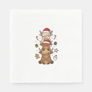 Weihnachts-Hochlandkuh-Stapel Vintage-Stich Des Serviette
