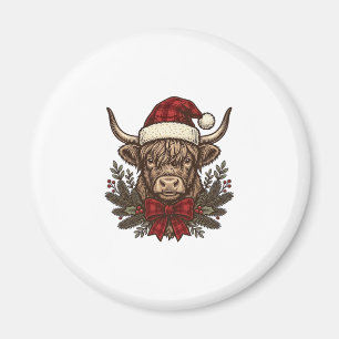 Weihnachts-Hochlandkuh Vintage-Stich-Design_1 Magnet