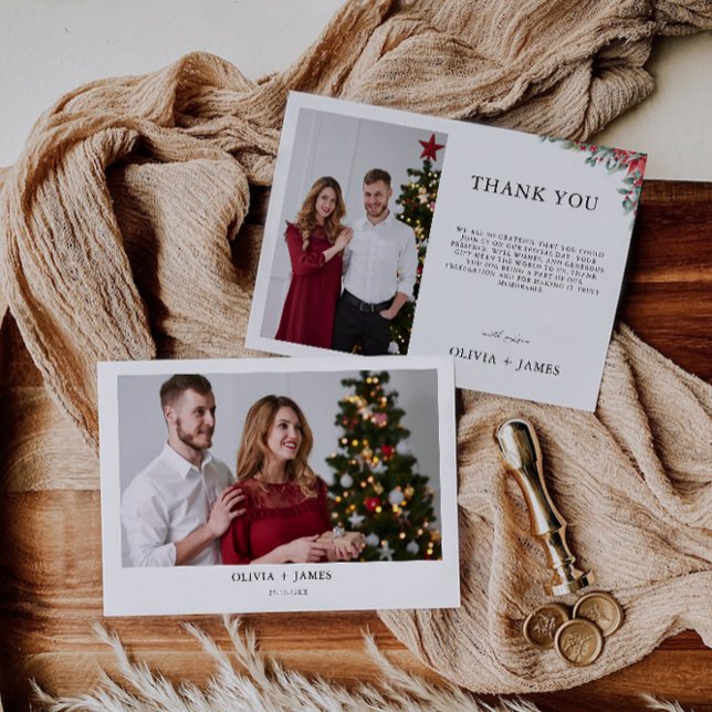 Weihnachts-Hochzeit Dankeschön-Karte Einladung (Christmas Wedding Thank You Card)