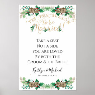 Weihnachts Hochzeit Holly Gold Foliage Sitzplatz n Poster