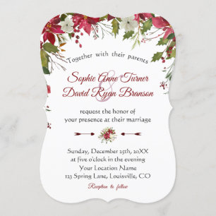 Weihnachts-Hochzeit mit Red White Poinsettia Einladung