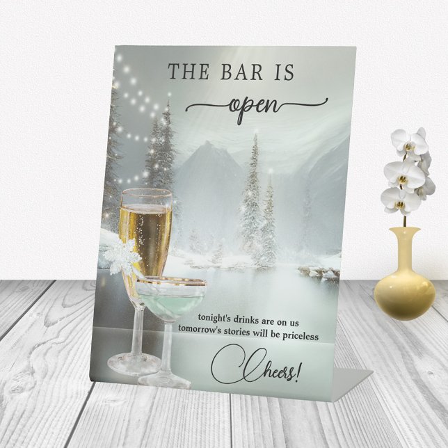 Weihnachts Hochzeit Open Bar Tabletop Unterschreib Sockelschild (Von Creator hochgeladen)