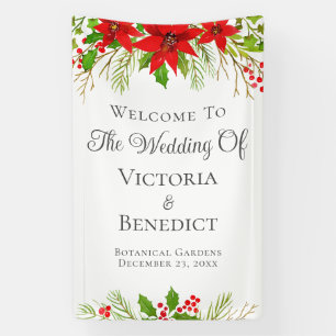 Weihnachts-Hochzeit Poinsettia Personalisiert Banner