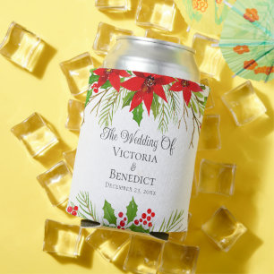 Weihnachts-Hochzeit Poinsettia Personalisiert Dosenkühler