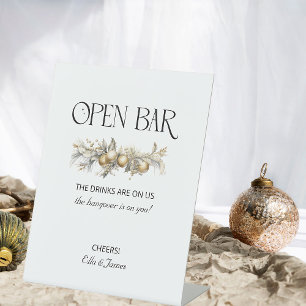 Weihnachts-Hochzeits-Girlande Open Bar Schild