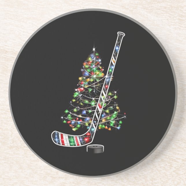 Weihnachts-Hockey-Sportball-Weihnachtsmannmütze Xm Getränkeuntersetzer (Vorne)