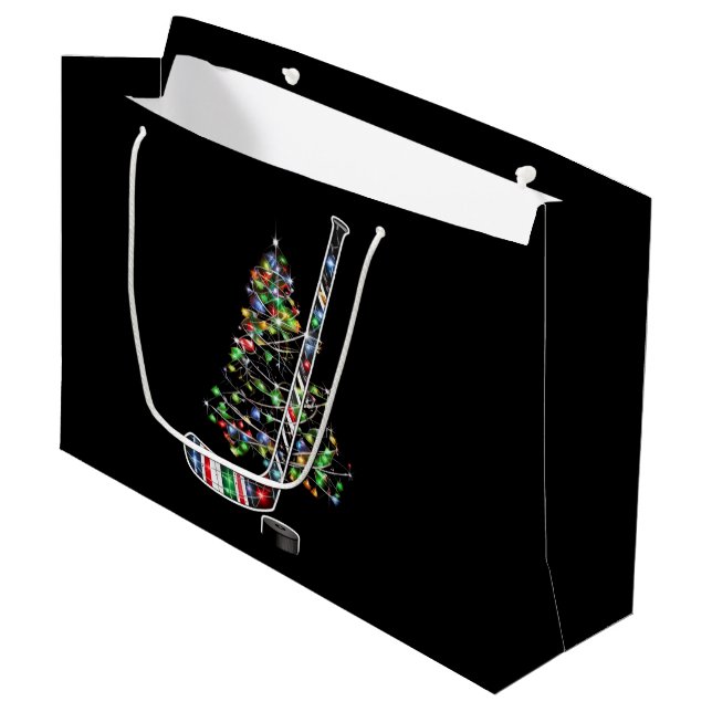 Weihnachts-Hockey-Sportball-Weihnachtsmannmütze Xm Große Geschenktüte (Vorderseite Schrägansicht)